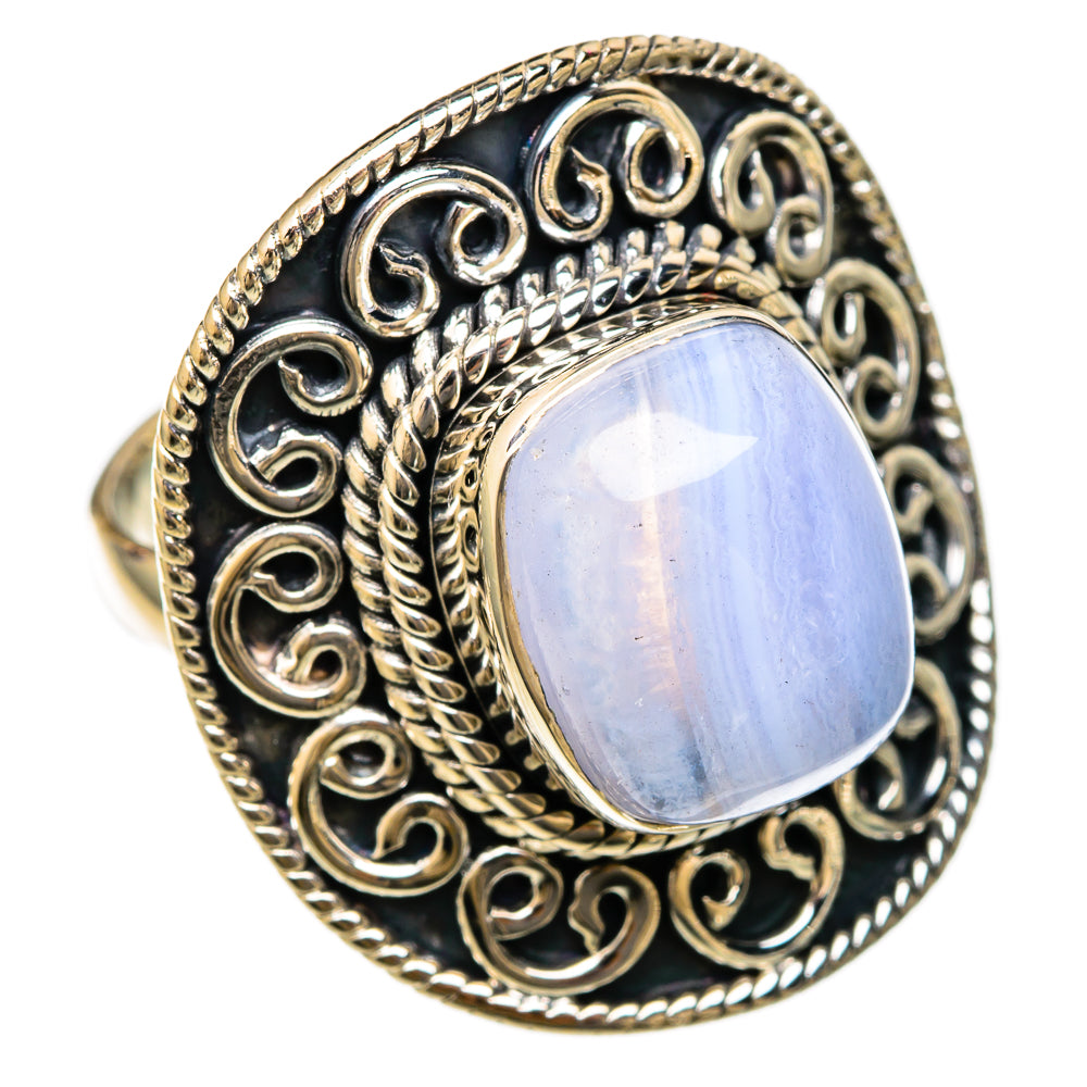 Blue Lace Agate Rings handcrafted by Ana Silver Co - RING104481 - Photo 2