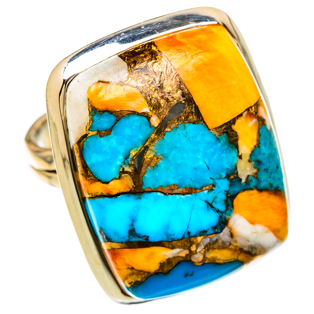 Spiny Oyster Turquoise Rings handcrafted by Ana Silver Co - RING104544 - Photo 2