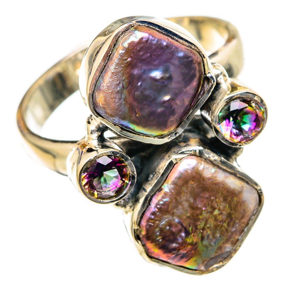 Titanium Mother Of Pearl Rings handcrafted by Ana Silver Co - RING104673 - Photo 2