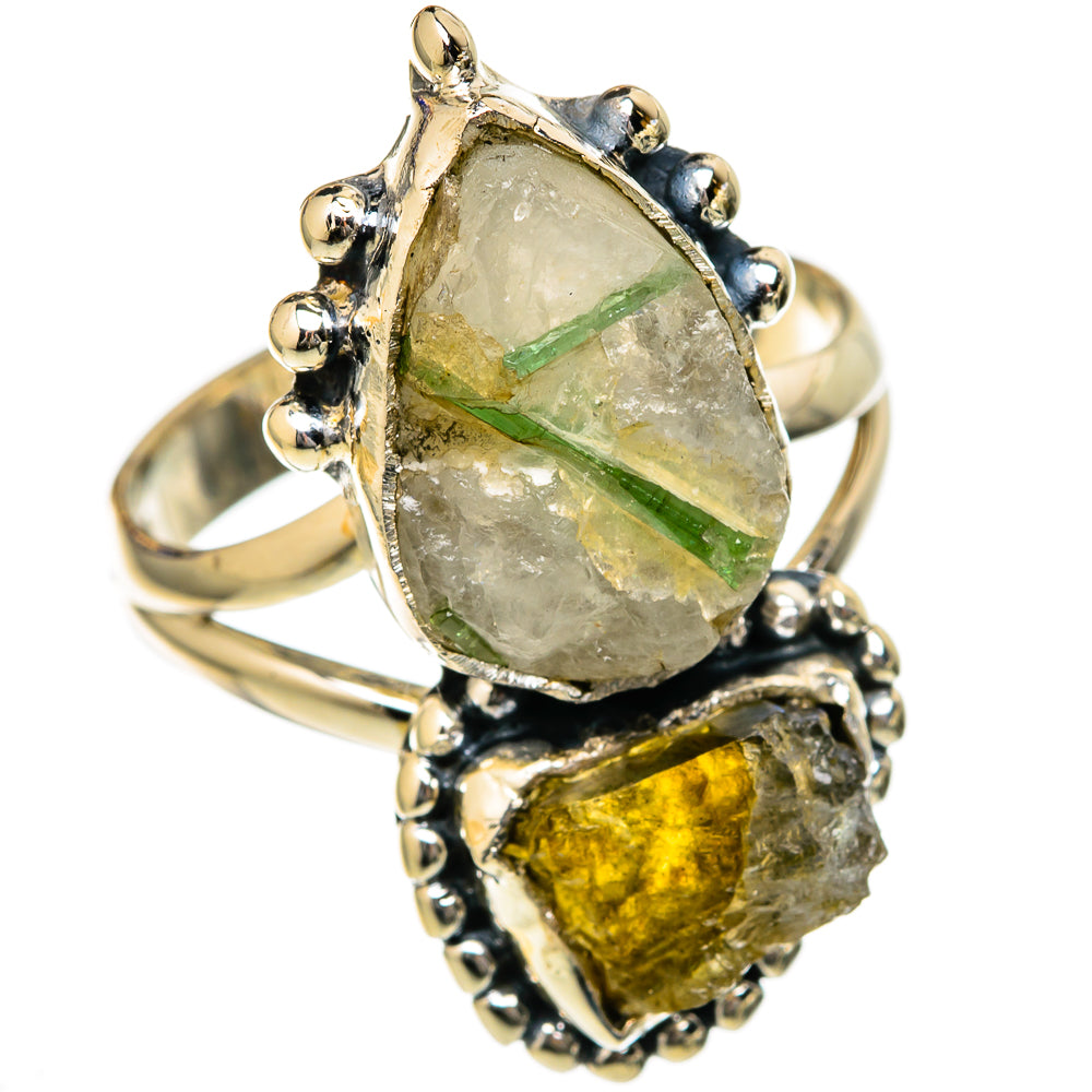 Green Tourmaline In Quartz Rings handcrafted by Ana Silver Co - RING104716 - Photo 2