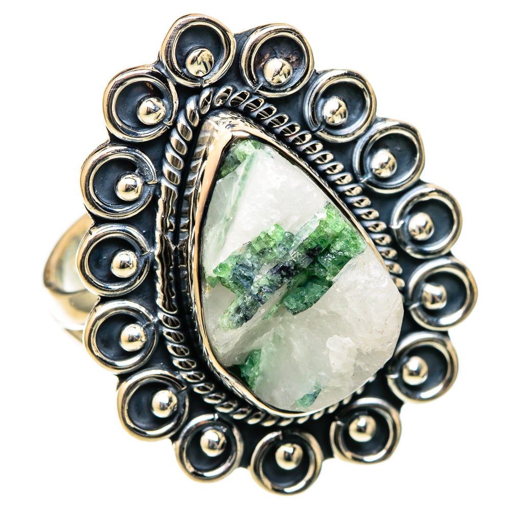 Green Tourmaline In Quartz Rings handcrafted by Ana Silver Co - RING105128 - Photo 2