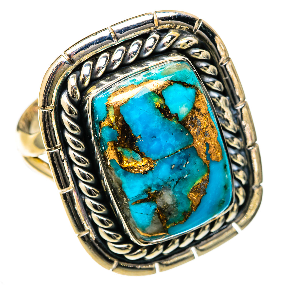 Blue Copper Composite Turquoise Rings handcrafted by Ana Silver Co - RING105197 - Photo 2