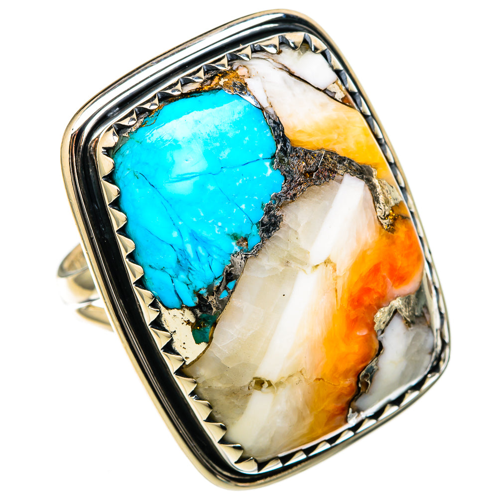 Spiny Oyster Turquoise Rings handcrafted by Ana Silver Co - RING105307 - Photo 2