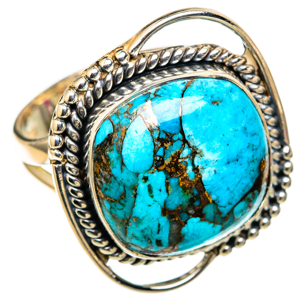 Blue Copper Composite Turquoise Rings handcrafted by Ana Silver Co - RING105356 - Photo 2