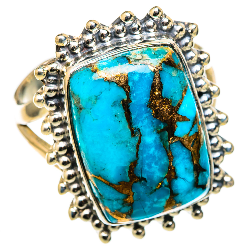 Blue Copper Composite Turquoise Rings handcrafted by Ana Silver Co - RING105436 - Photo 2