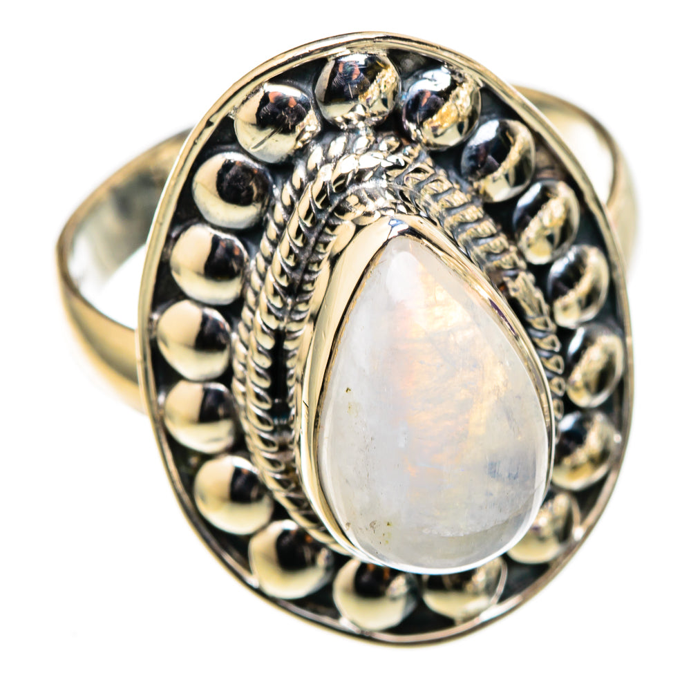 Rainbow Moonstone Rings handcrafted by Ana Silver Co - RING105509 - Photo 2