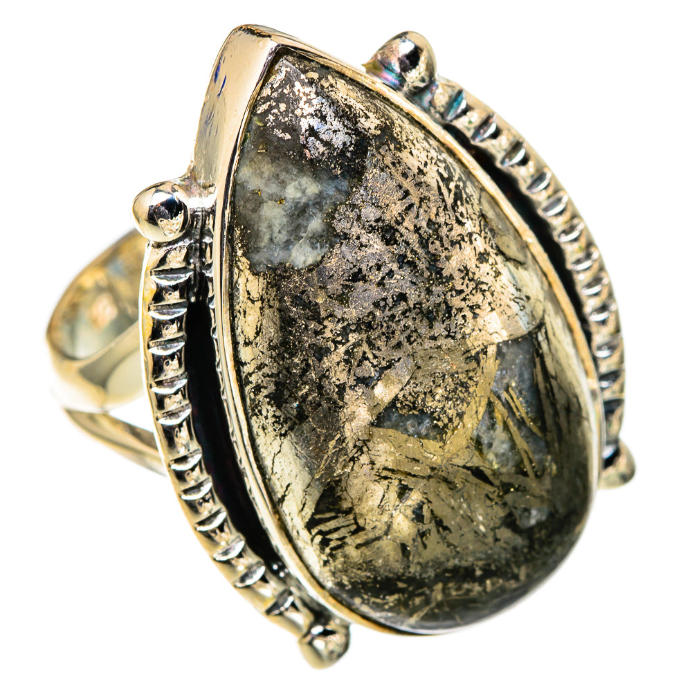 Pyrite Agate Rings handcrafted by Ana Silver Co - RING105553 - Photo 2