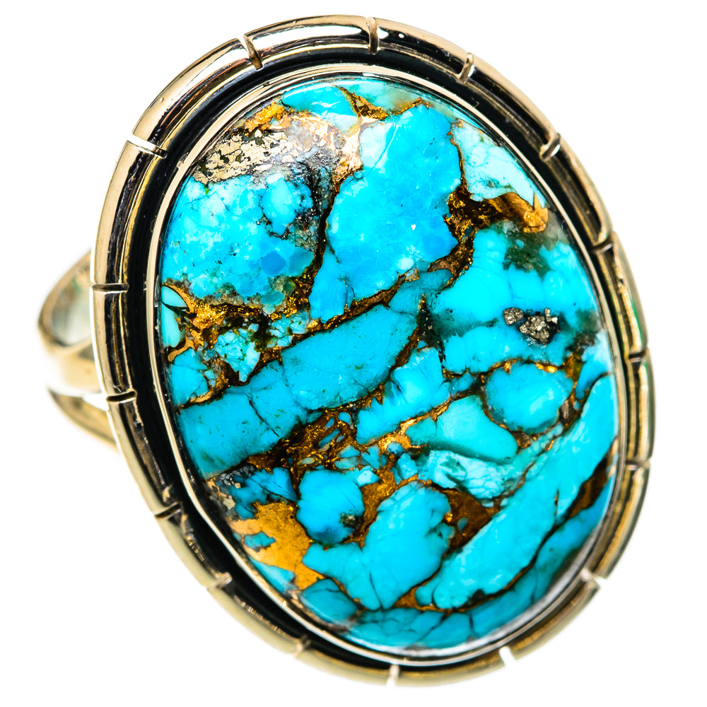 Blue Copper Composite Turquoise Rings handcrafted by Ana Silver Co - RING105572 - Photo 2
