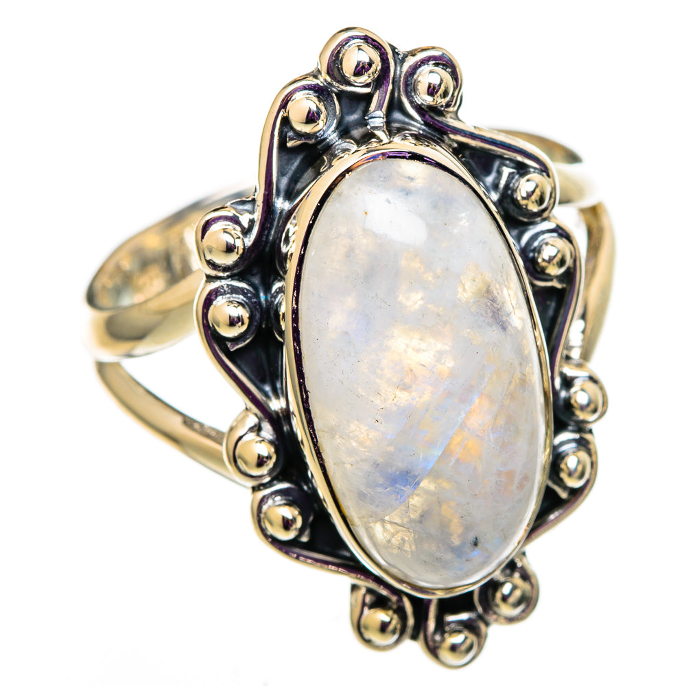 Rainbow Moonstone Rings handcrafted by Ana Silver Co - RING105715 - Photo 2