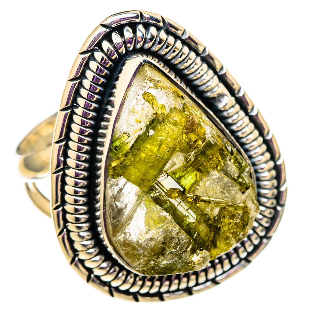 Green Tourmaline In Quartz Rings handcrafted by Ana Silver Co - RING105781 - Photo 2