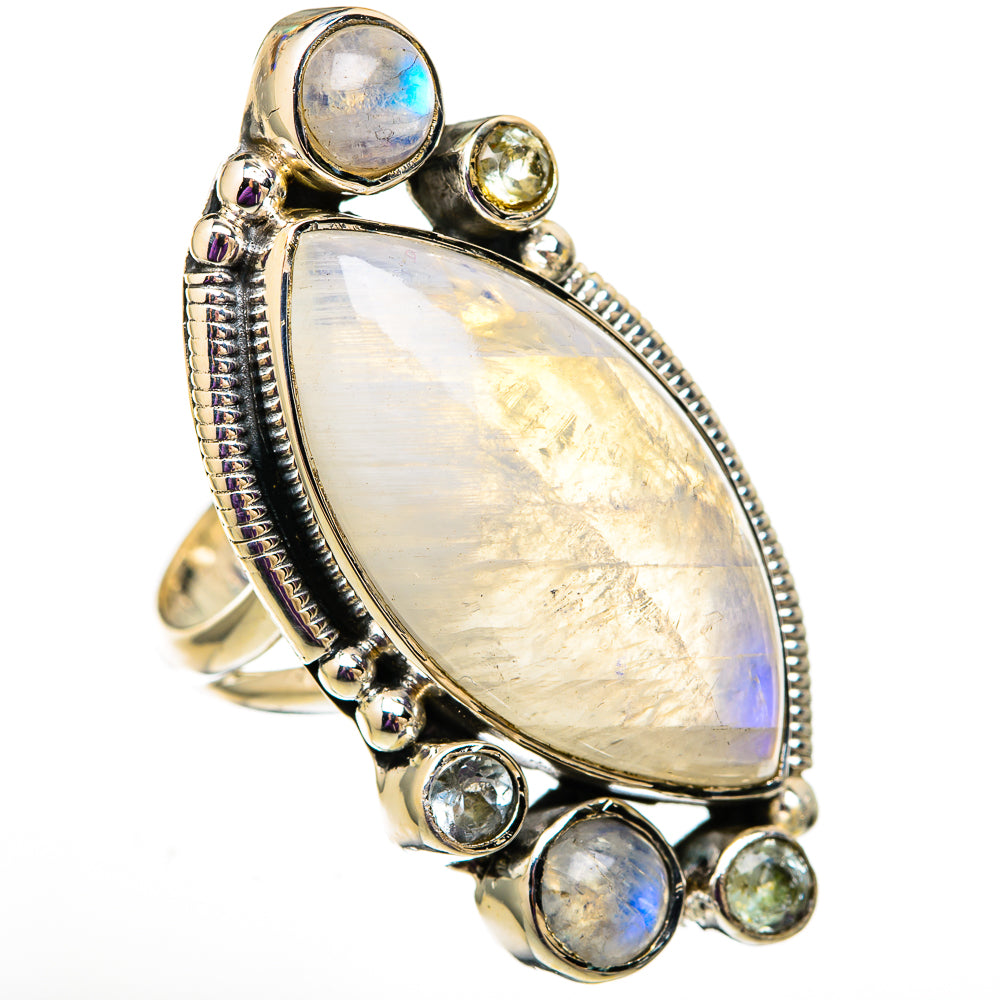 Rainbow Moonstone Rings handcrafted by Ana Silver Co - RING105842 - Photo 2