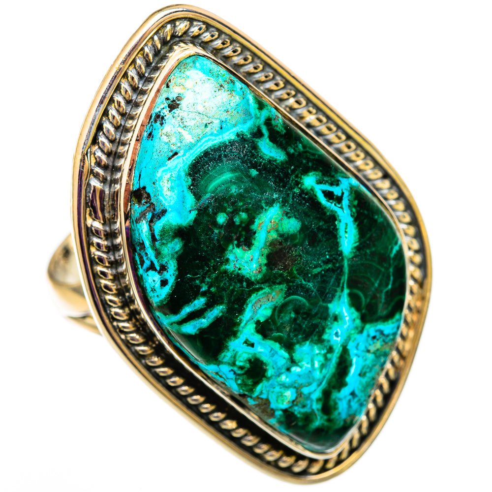 Chrysocolla In Malachite Rings handcrafted by Ana Silver Co - RING105843 - Photo 2