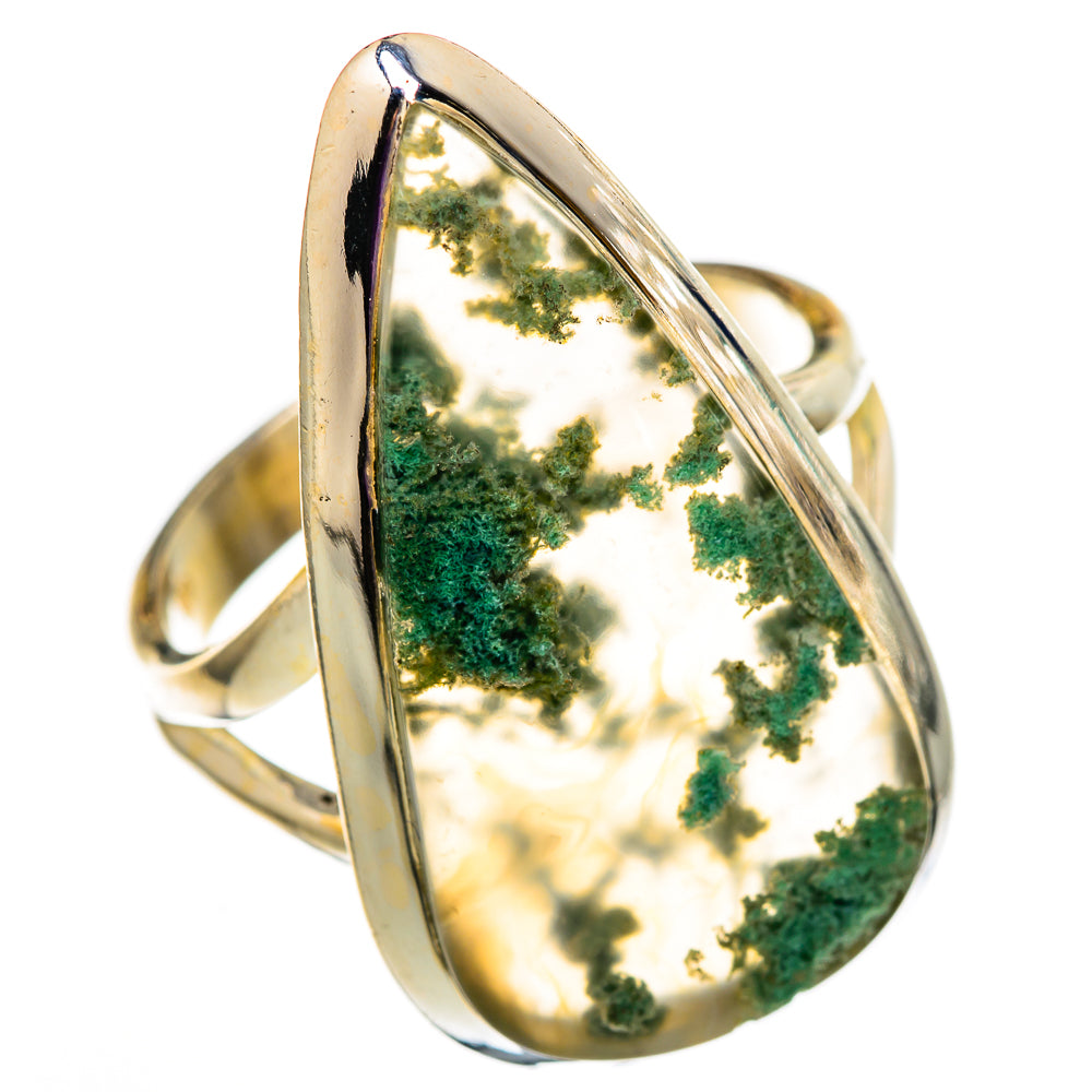 Green Moss Agate Rings handcrafted by Ana Silver Co - RING105863 - Photo 2