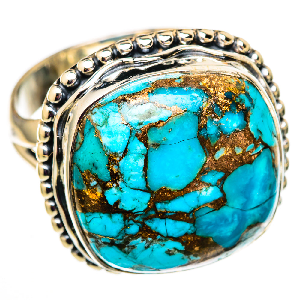 Blue Copper Composite Turquoise Rings handcrafted by Ana Silver Co - RING105896 - Photo 2