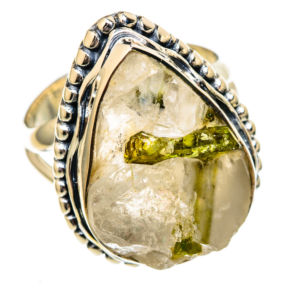 Green Tourmaline In Quartz Rings handcrafted by Ana Silver Co - RING105978 - Photo 2
