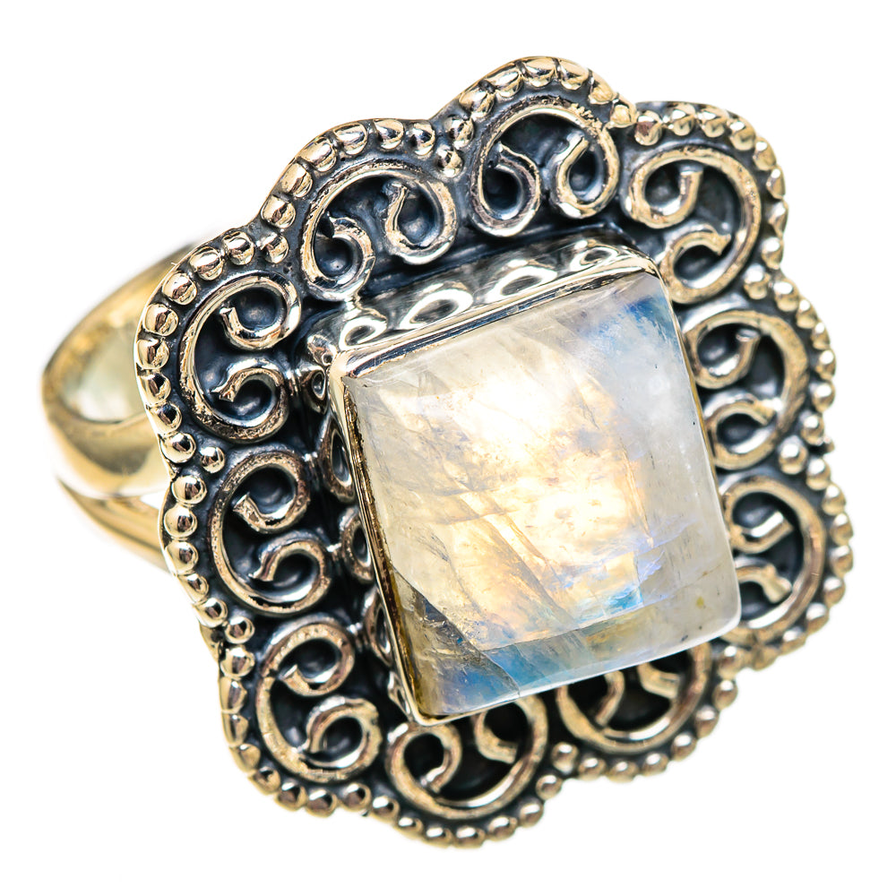 Rainbow Moonstone Rings handcrafted by Ana Silver Co - RING106002 - Photo 2