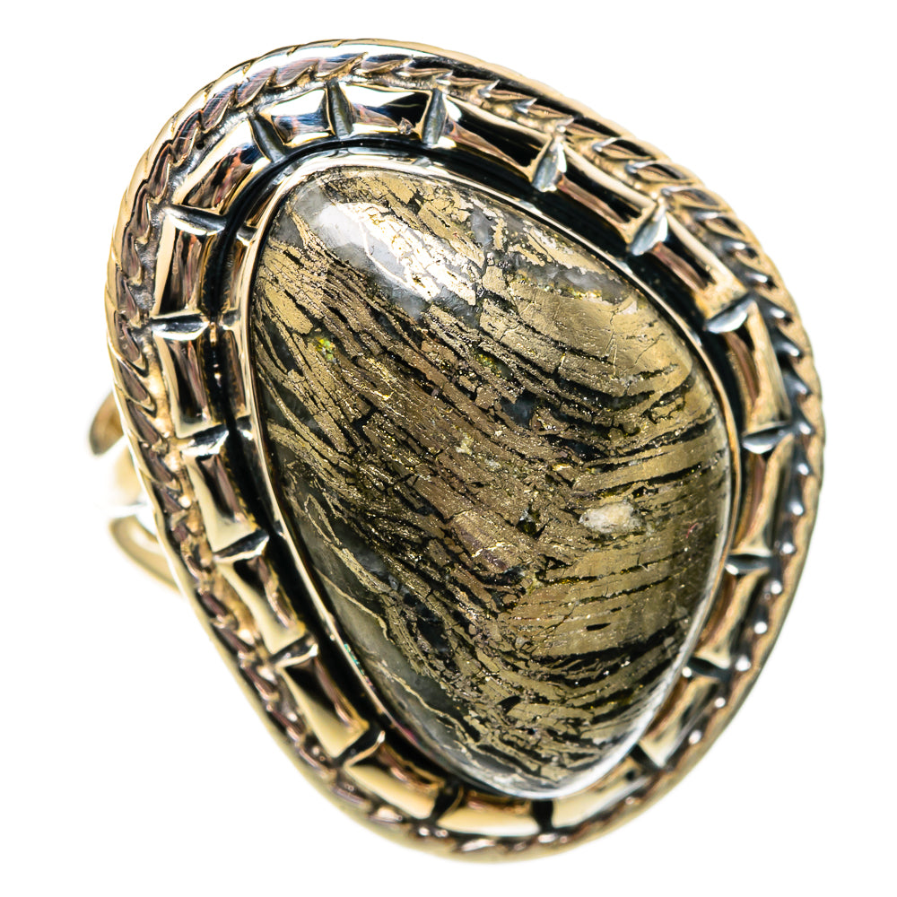Pyrite Agate Rings handcrafted by Ana Silver Co - RING106034 - Photo 2
