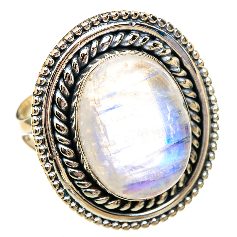 Rainbow Moonstone Rings handcrafted by Ana Silver Co - RING106039 - Photo 2