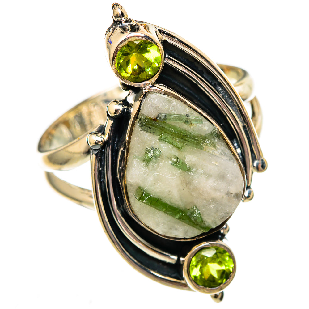 Green Tourmaline In Quartz Rings handcrafted by Ana Silver Co - RING106052 - Photo 2