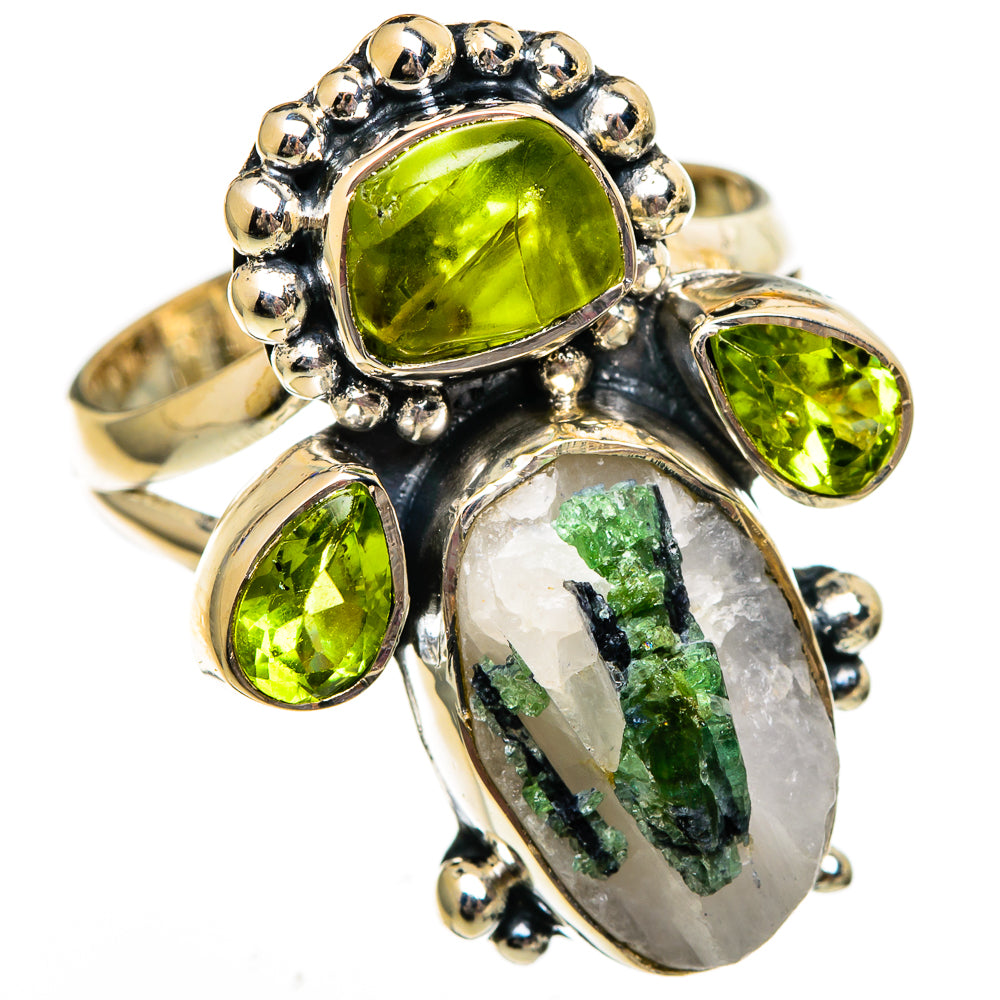 Green Tourmaline In Quartz Rings handcrafted by Ana Silver Co - RING106123 - Photo 2