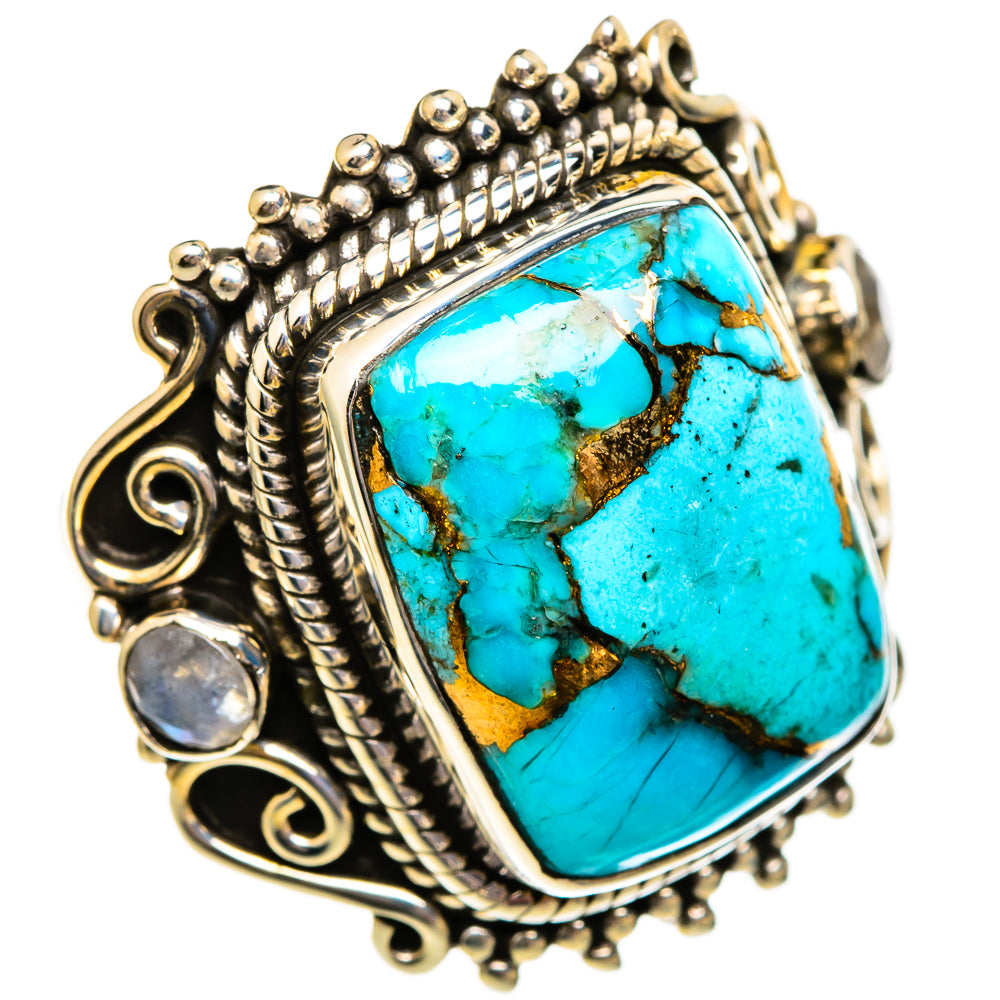 Blue Copper Composite Turquoise Rings handcrafted by Ana Silver Co - RING106156 - Photo 2