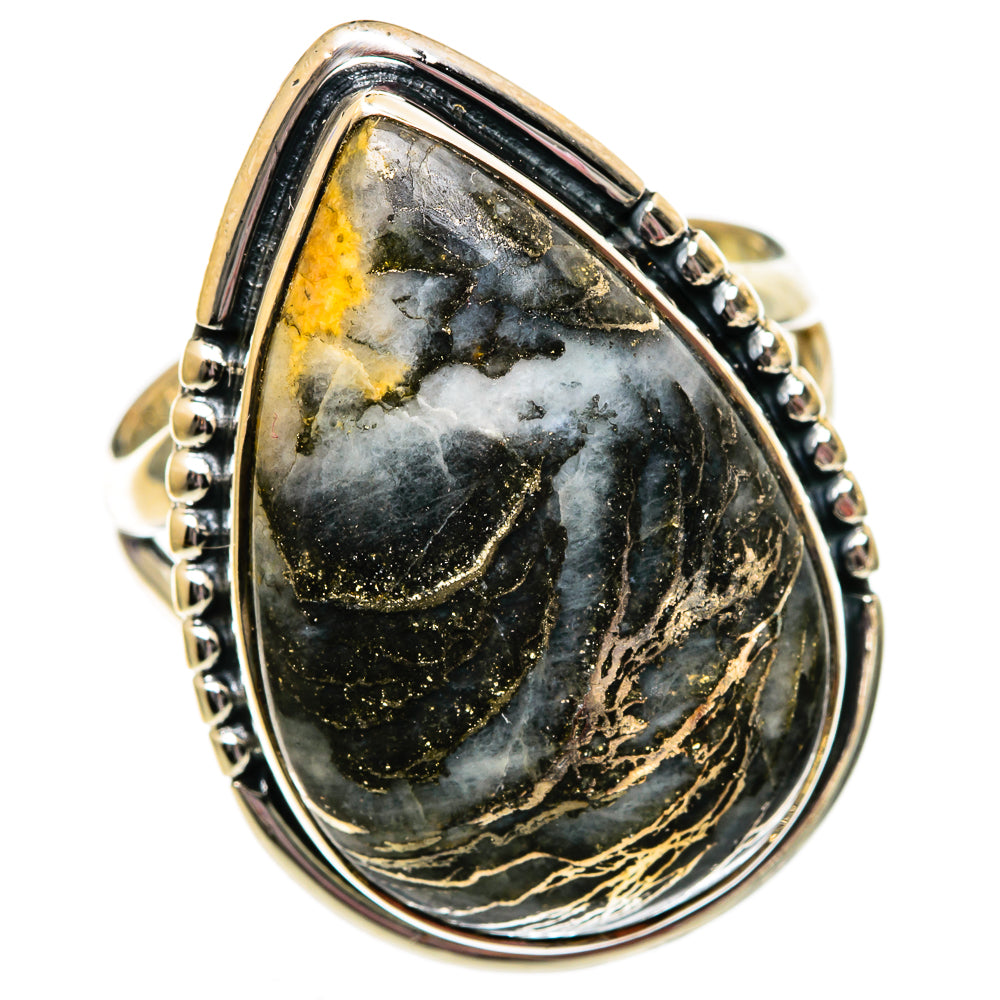 Pyrite Agate Rings handcrafted by Ana Silver Co - RING106221 - Photo 2