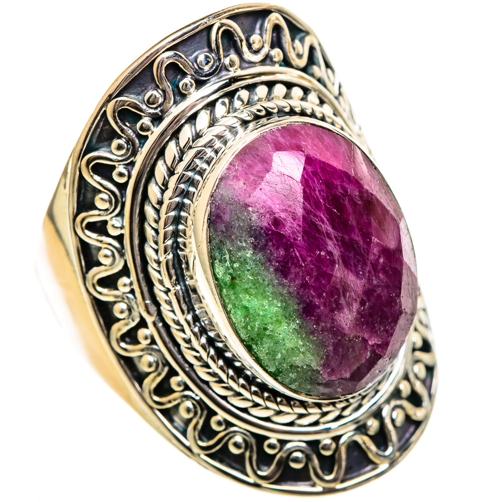 Ruby Zoisite Rings handcrafted by Ana Silver Co - RING106427 - Photo 2
