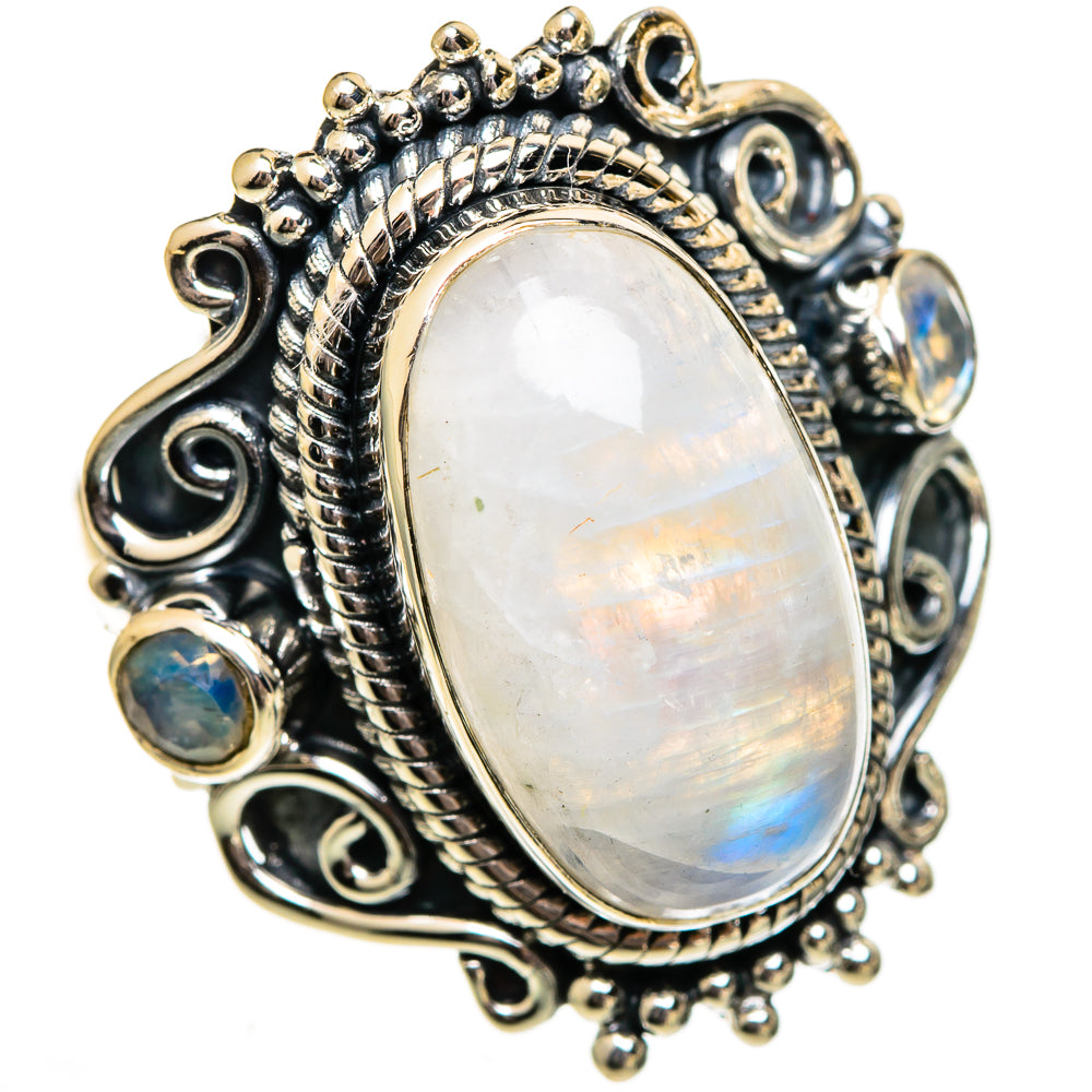 Rainbow Moonstone Rings handcrafted by Ana Silver Co - RING106502 - Photo 2
