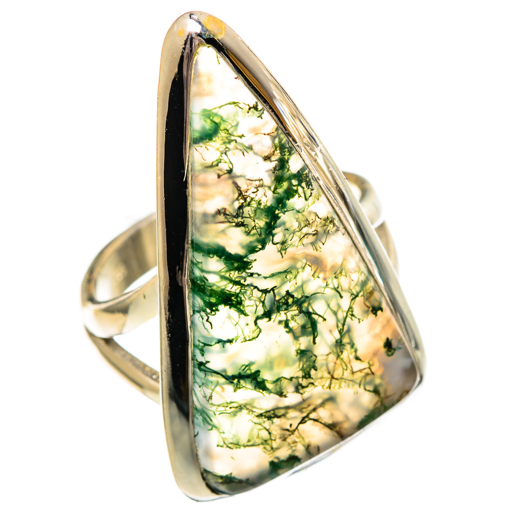 Green Moss Agate Rings handcrafted by Ana Silver Co - RING106514 - Photo 2