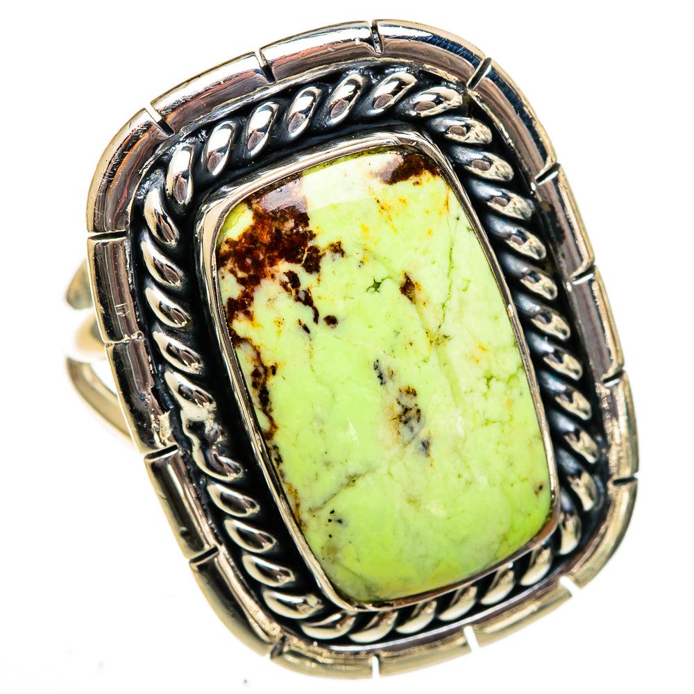 Lemon Chrysoprase Rings handcrafted by Ana Silver Co - RING106581 - Photo 2