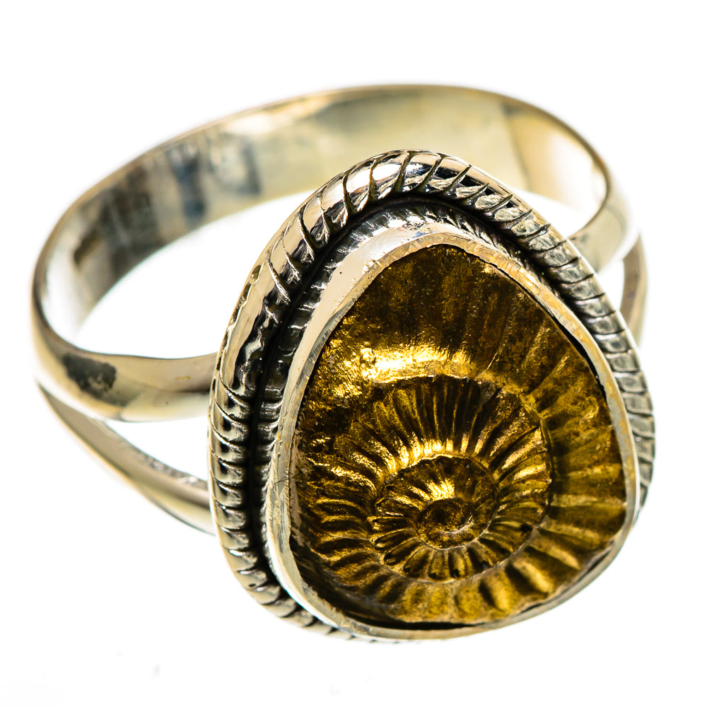 Pyrite Fossil Rings handcrafted by Ana Silver Co - RING106597 - Photo 2