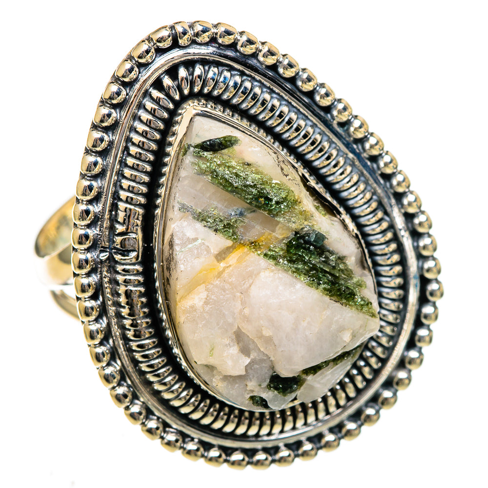 Green Tourmaline In Quartz Rings handcrafted by Ana Silver Co - RING106615 - Photo 2