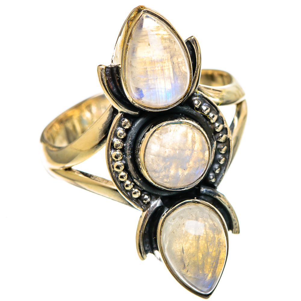 Rainbow Moonstone Rings handcrafted by Ana Silver Co - RING106727 - Photo 2