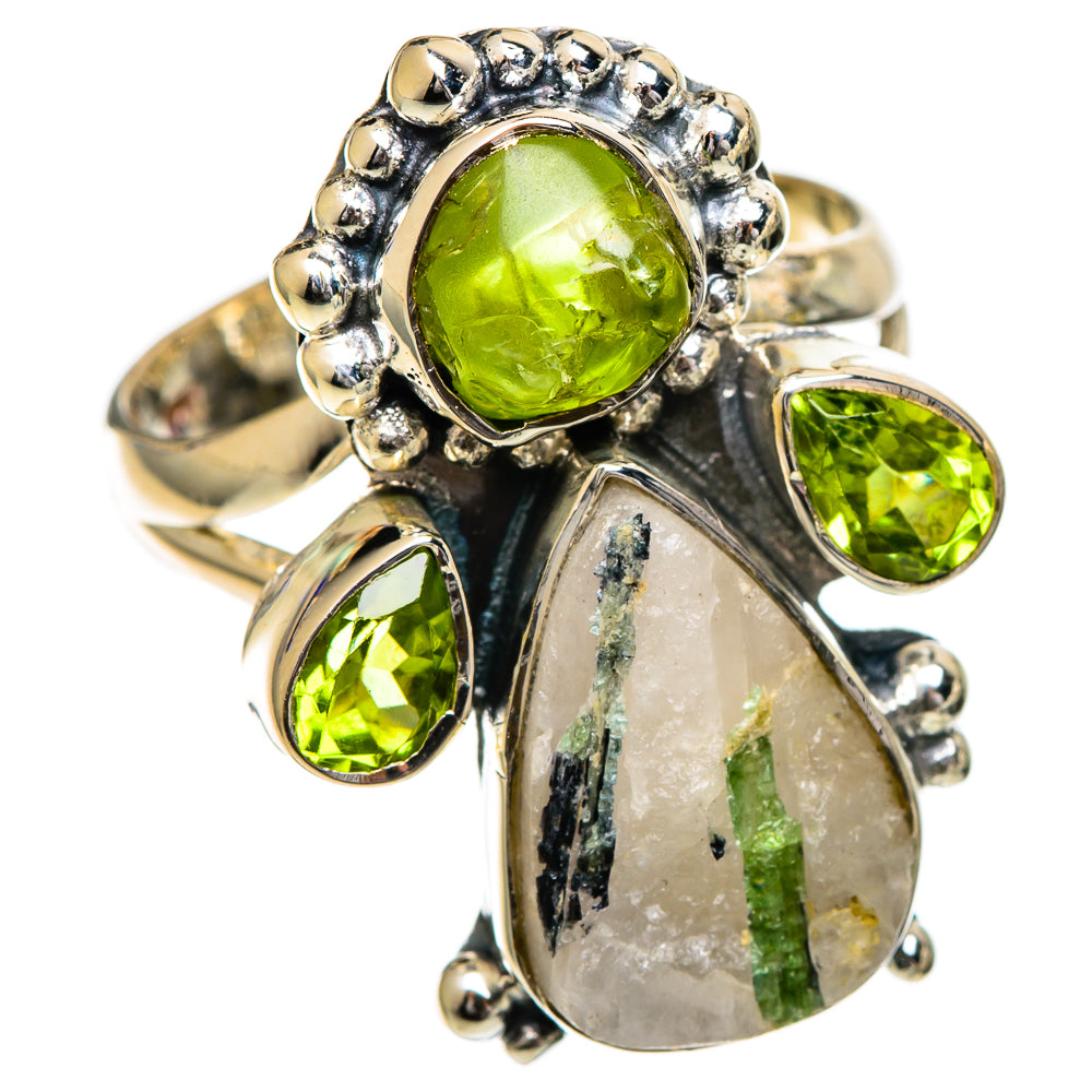 Green Tourmaline In Quartz Rings handcrafted by Ana Silver Co - RING106842 - Photo 2