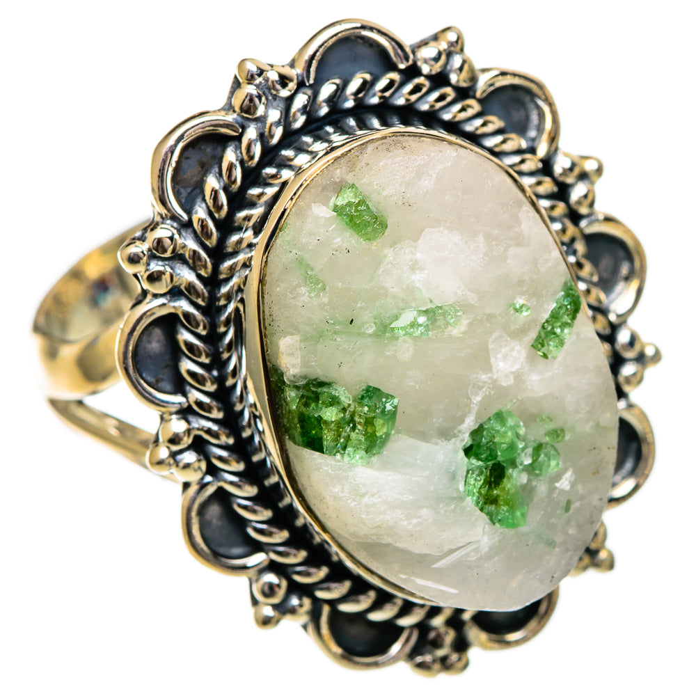 Green Tourmaline In Quartz Rings handcrafted by Ana Silver Co - RING106919 - Photo 2