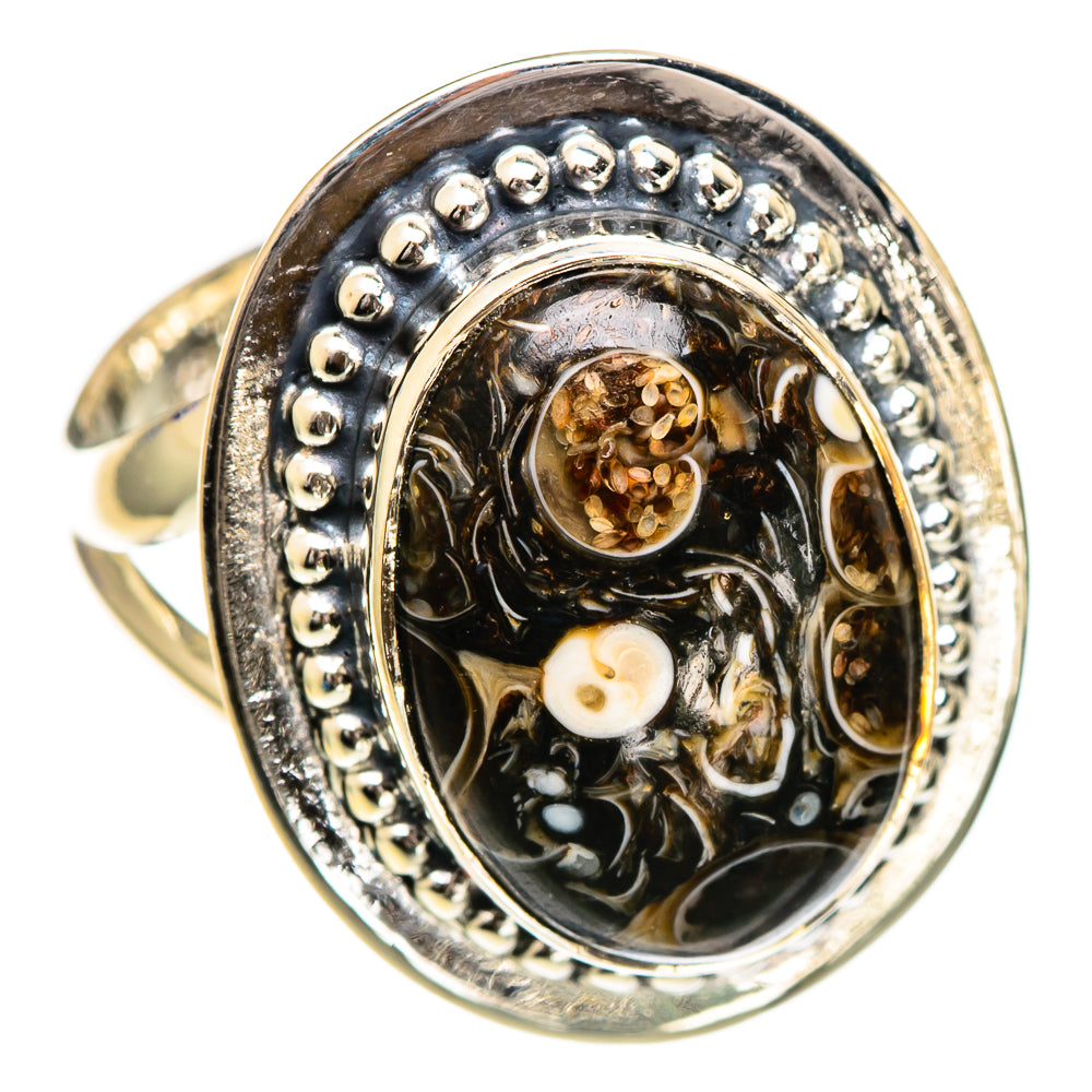 Turritella Agate Rings handcrafted by Ana Silver Co - RING107038 - Photo 2