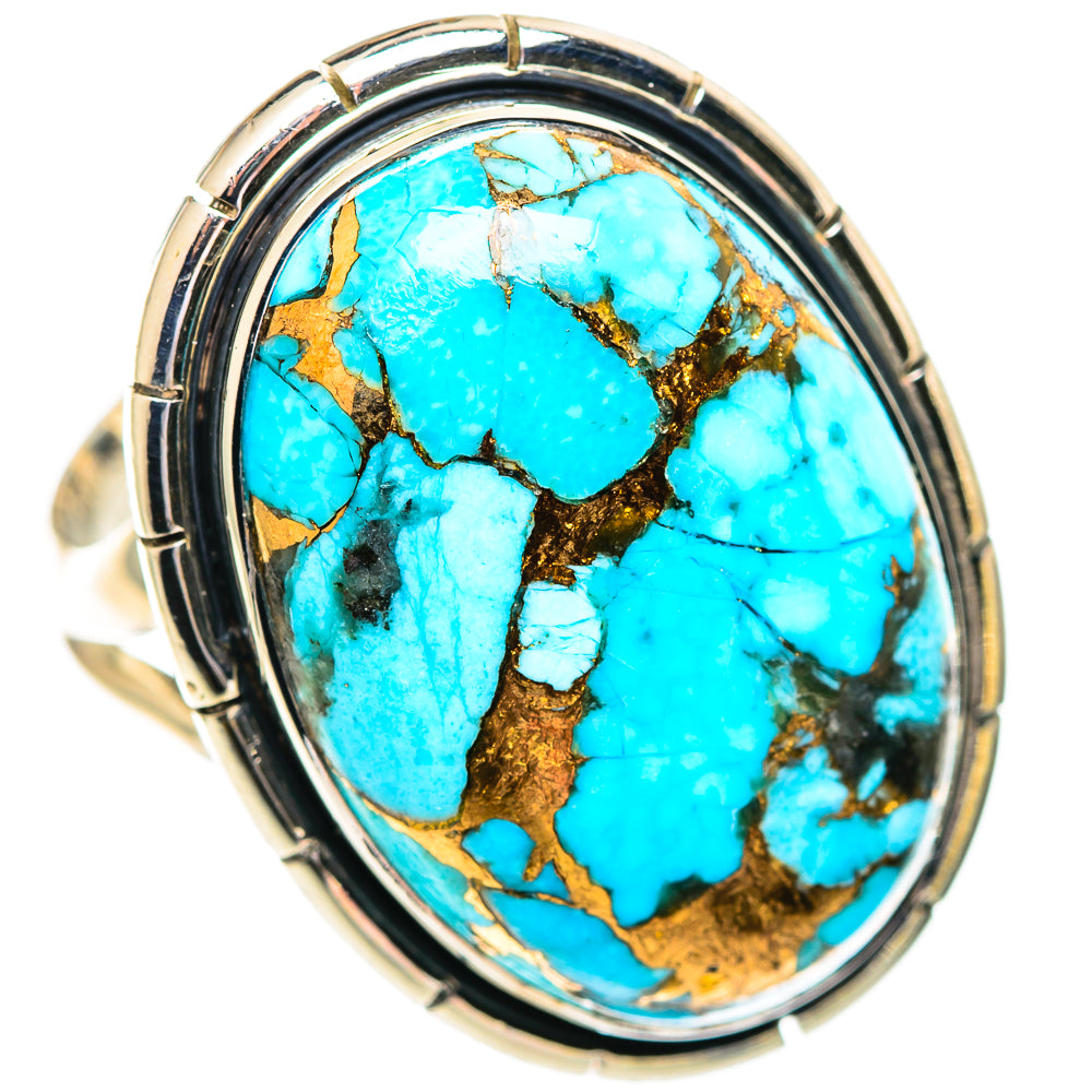 Blue Copper Composite Turquoise Rings handcrafted by Ana Silver Co - RING107130 - Photo 2