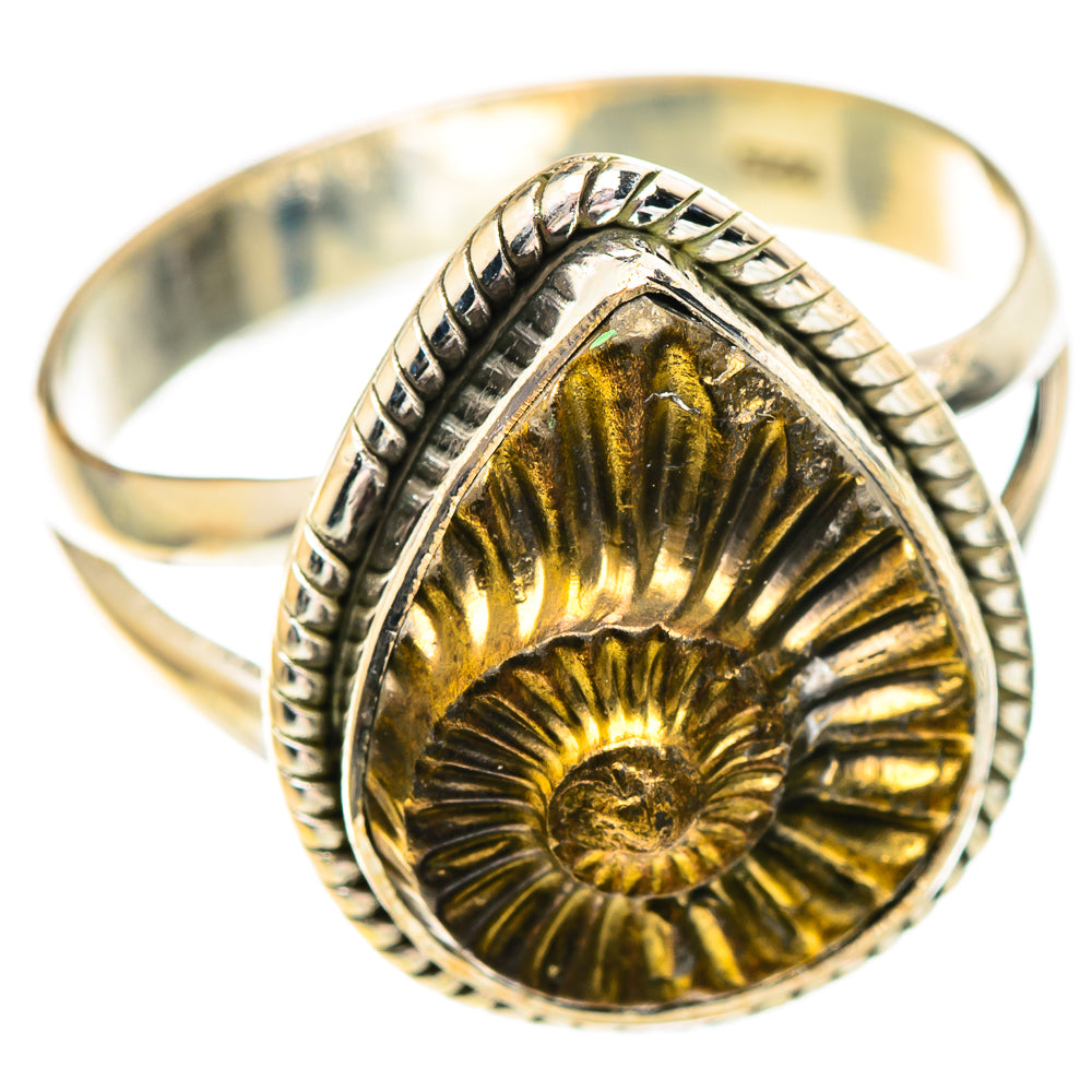 Pyrite Fossil Rings handcrafted by Ana Silver Co - RING107253 - Photo 2
