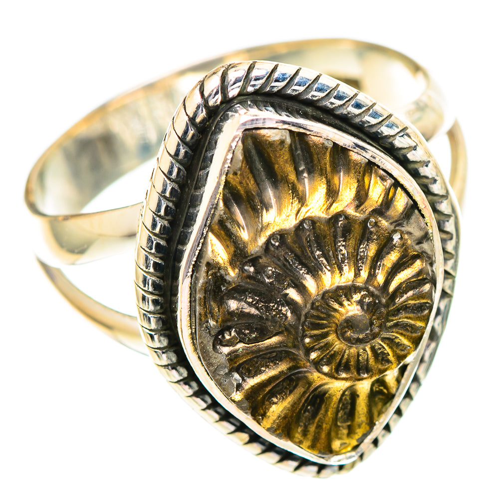 Pyrite Fossil Rings handcrafted by Ana Silver Co - RING107254 - Photo 2