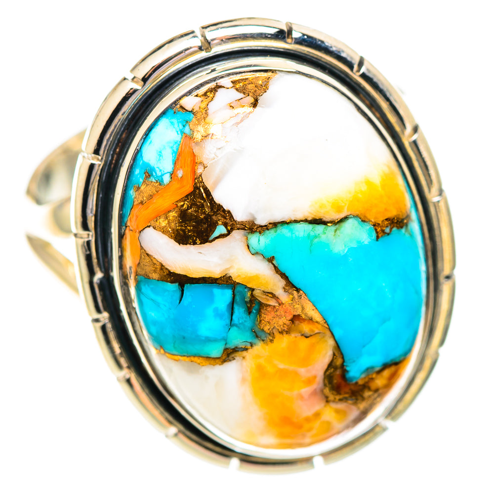 Spiny Oyster Turquoise Rings handcrafted by Ana Silver Co - RING107284 - Photo 2