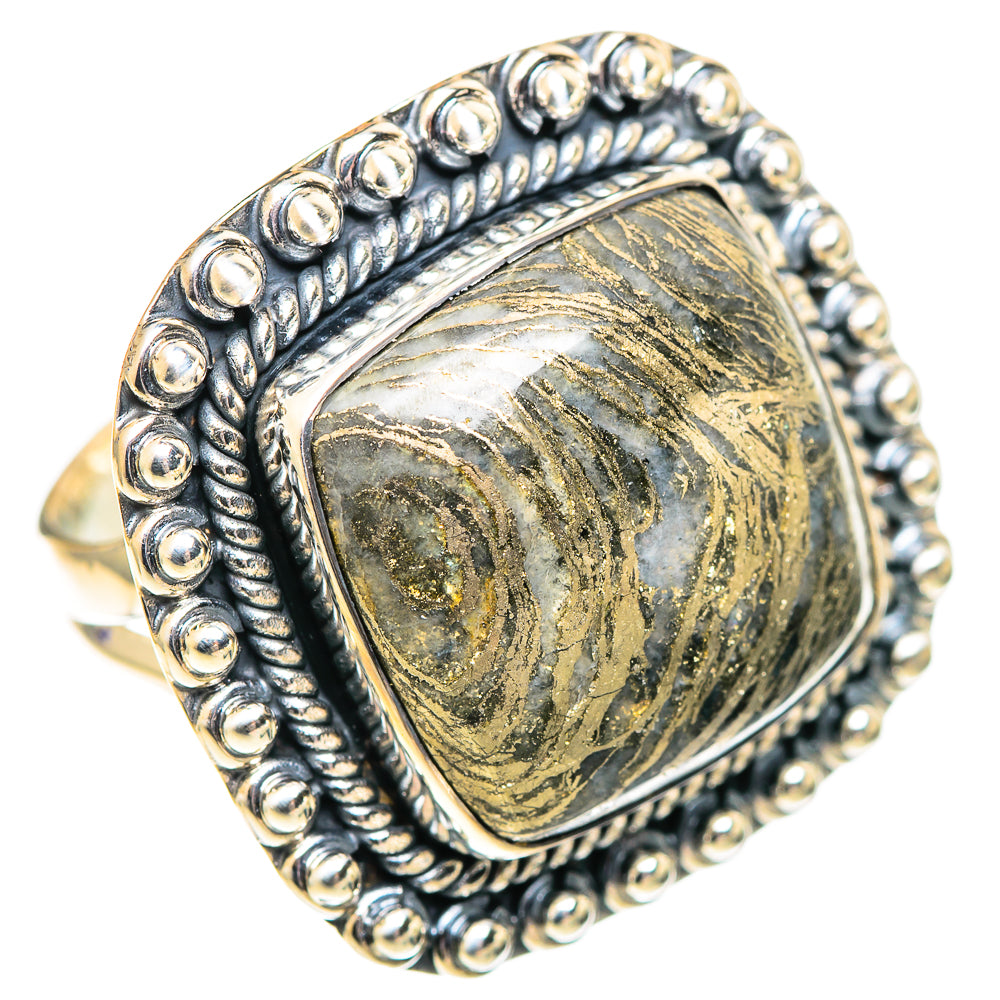 Pyrite Agate Rings handcrafted by Ana Silver Co - RING107346 - Photo 2