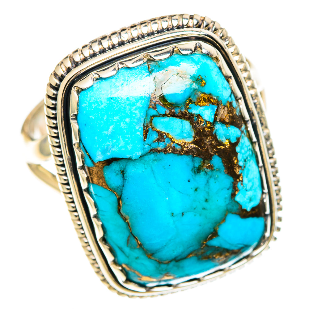 Blue Copper Composite Turquoise Rings handcrafted by Ana Silver Co - RING107530 - Photo 2