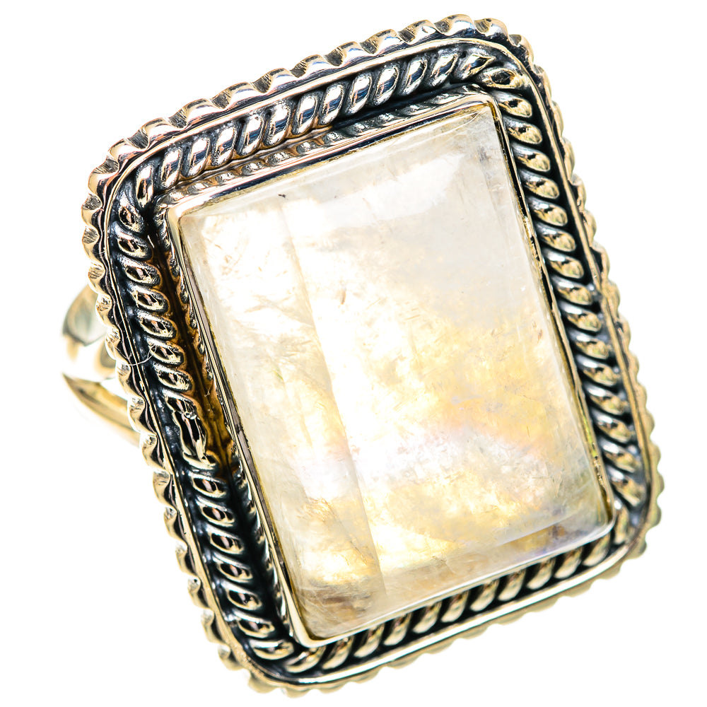 Rainbow Moonstone Rings handcrafted by Ana Silver Co - RING107633 - Photo 2