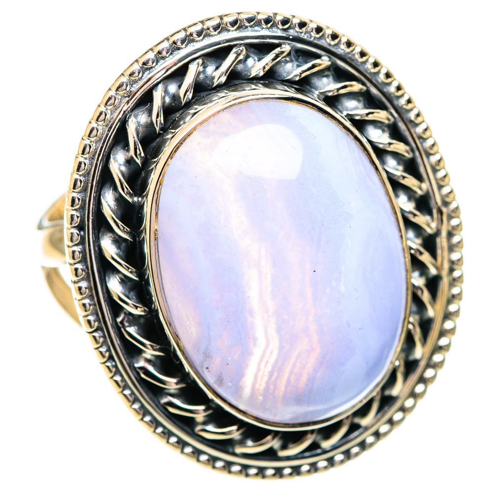 Blue Lace Agate Rings handcrafted by Ana Silver Co - RING107714 - Photo 2