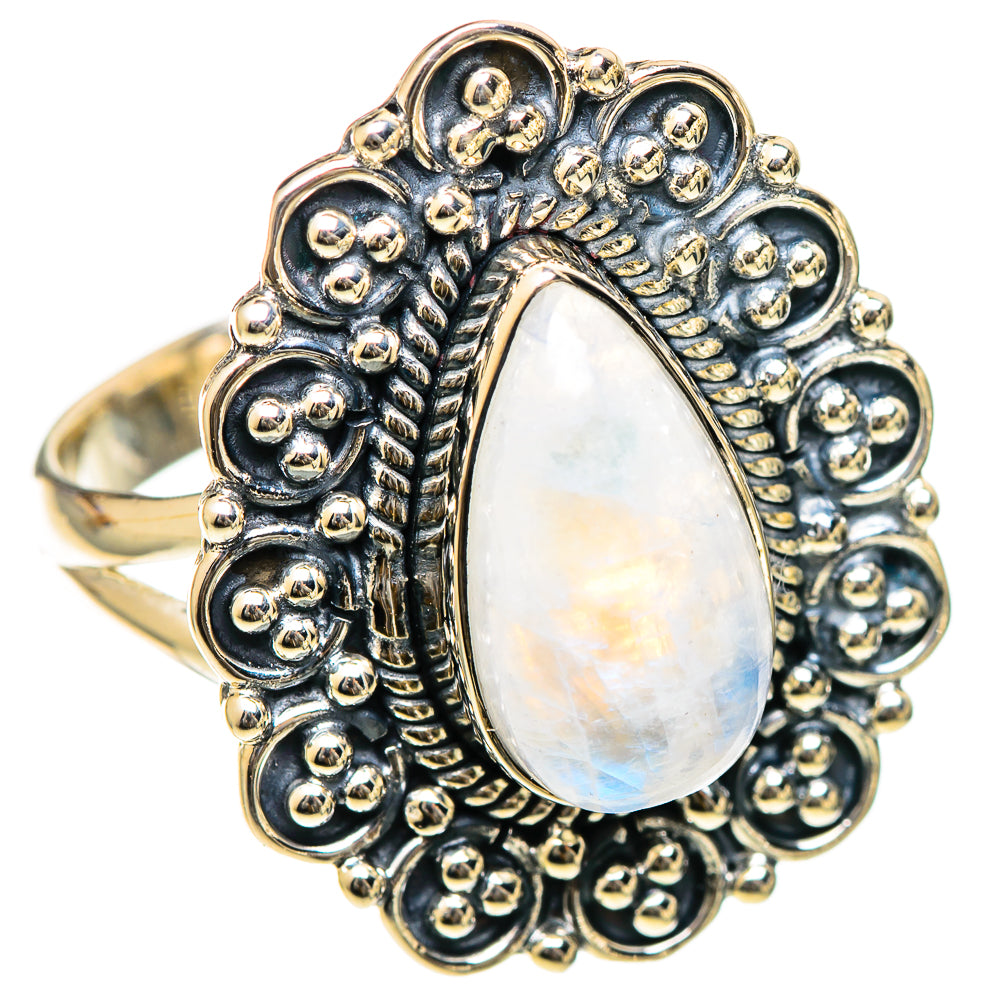 Rainbow Moonstone Rings handcrafted by Ana Silver Co - RING107793 - Photo 2