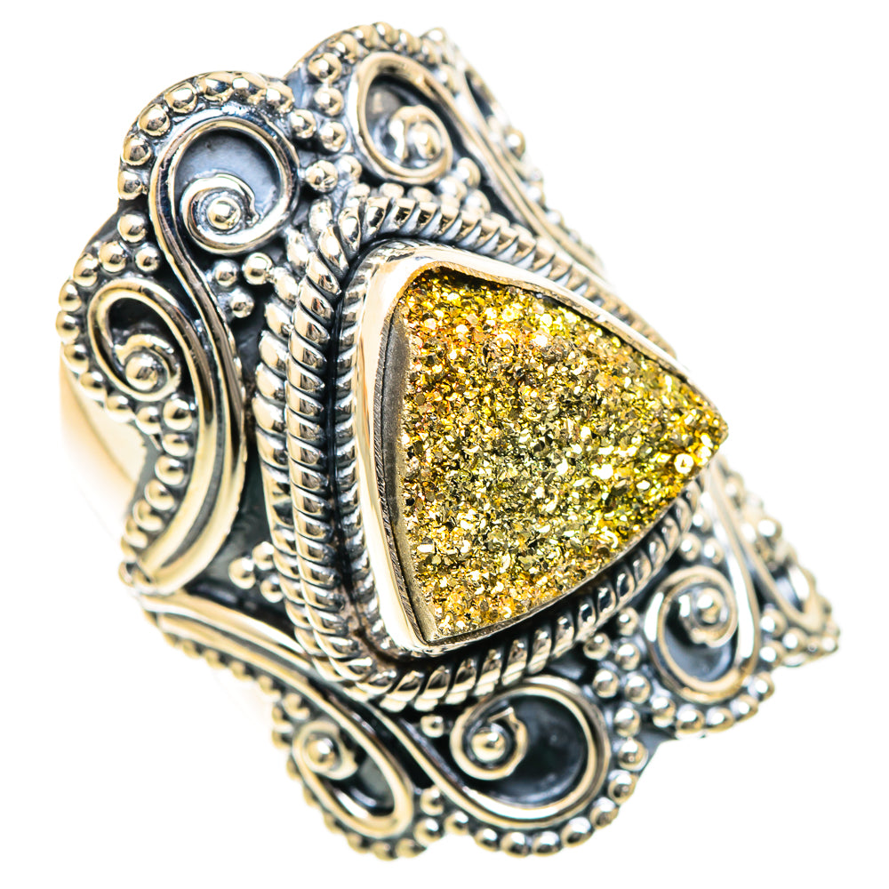 Spectro Pyrite Druzy Rings handcrafted by Ana Silver Co - RING107961 - Photo 2