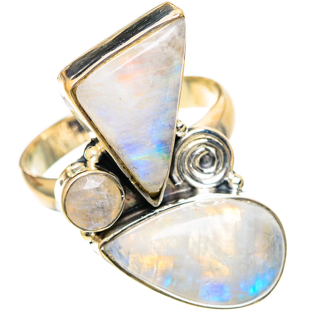 Rainbow Moonstone Rings handcrafted by Ana Silver Co - RING107970 - Photo 2