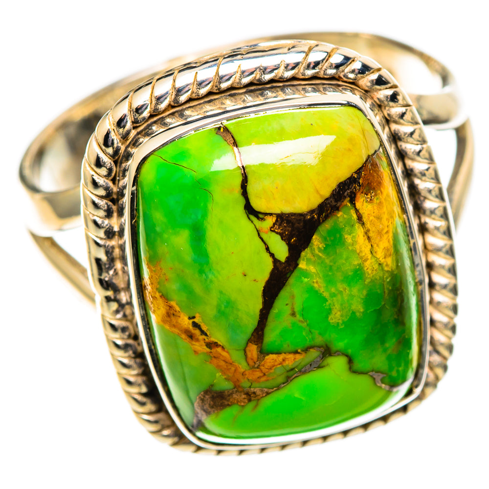Green Copper Composite Turquoise Rings handcrafted by Ana Silver Co - RING108036 - Photo 2