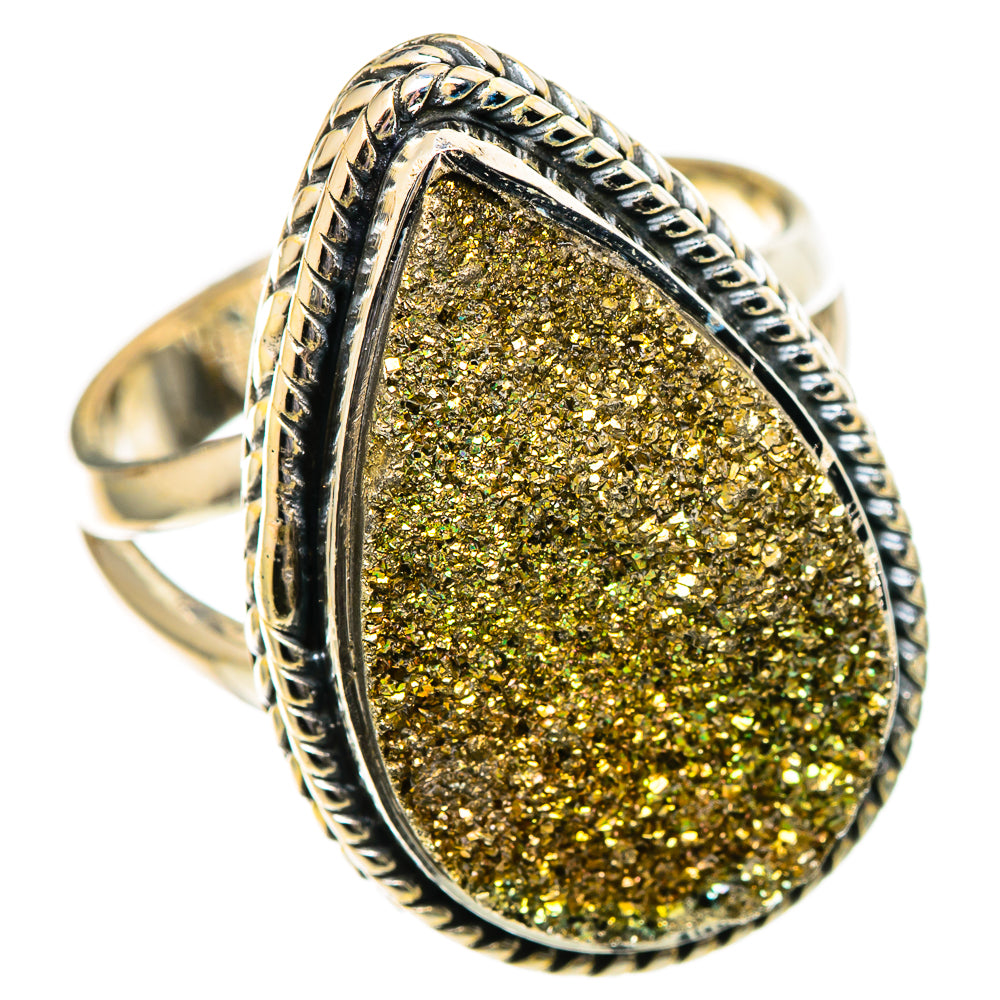 Spectro Pyrite Druzy Rings handcrafted by Ana Silver Co - RING108053 - Photo 2