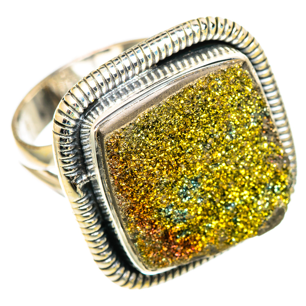 Spectro Pyrite Druzy Rings handcrafted by Ana Silver Co - RING108054 - Photo 2